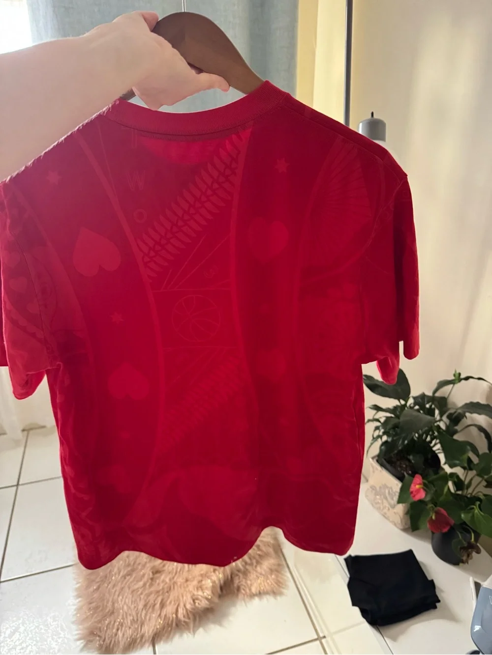 Jordan Red Short Sleeve Graphic Tee with Black Jumpman